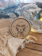 Weihnachtskugeln Elch Personalisiert aus Holz - Christbaumkugel Personalisiertes Geschenk-Weihnachtsbaumdekoration-Weihnachtsdekoration
