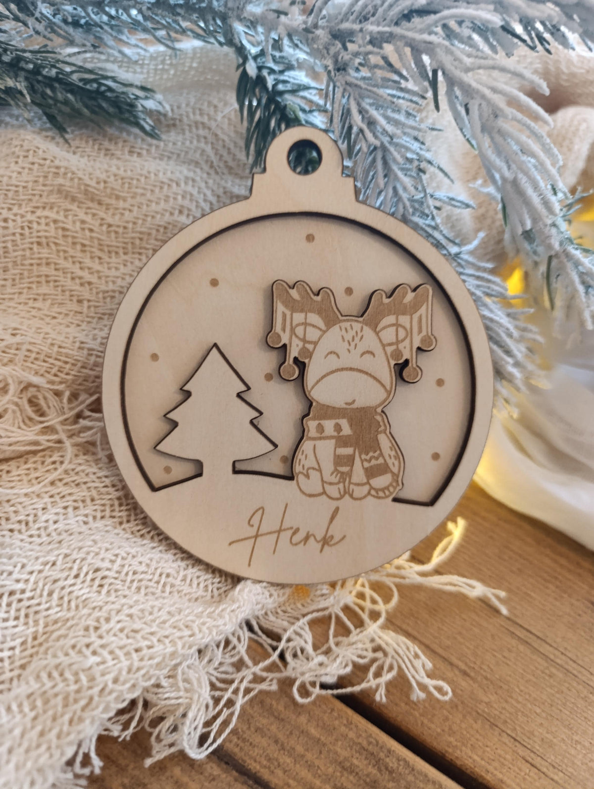 Weihnachtskugeln Elch Tannenbaum Personalisiert aus Holz Christbaumkugel Personalisiertes Geschenk-Weihnachtsbaumdekoration Weinachten