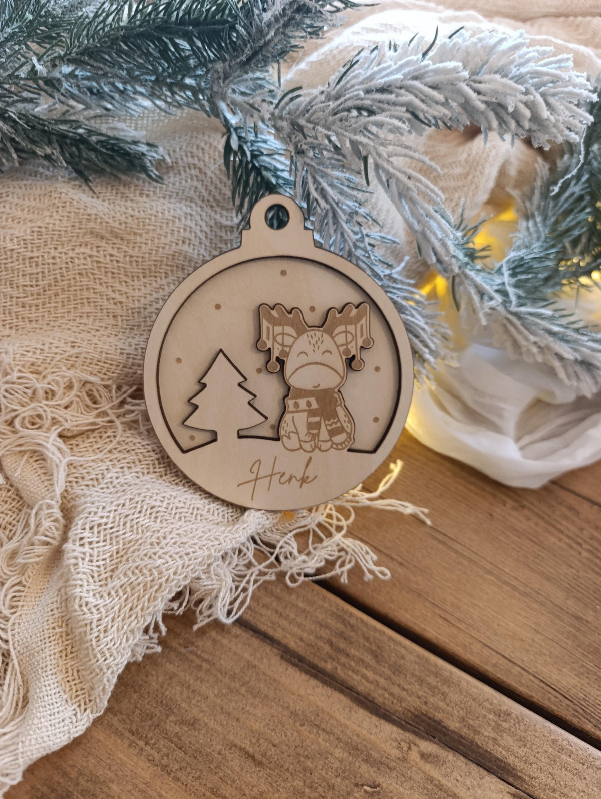 Weihnachtskugeln Elch Tannenbaum Personalisiert aus Holz Christbaumkugel Personalisiertes Geschenk-Weihnachtsbaumdekoration Weinachten
