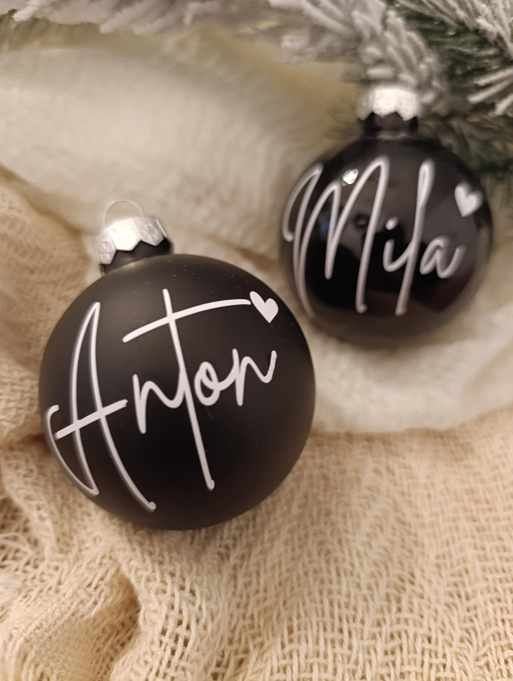 Weihnachtskugeln personalisiert mit Herz | Christbaumkugeln | Weihnachtsgeschenk mit Namen | Weihnachtsbaumkugeln | Deko