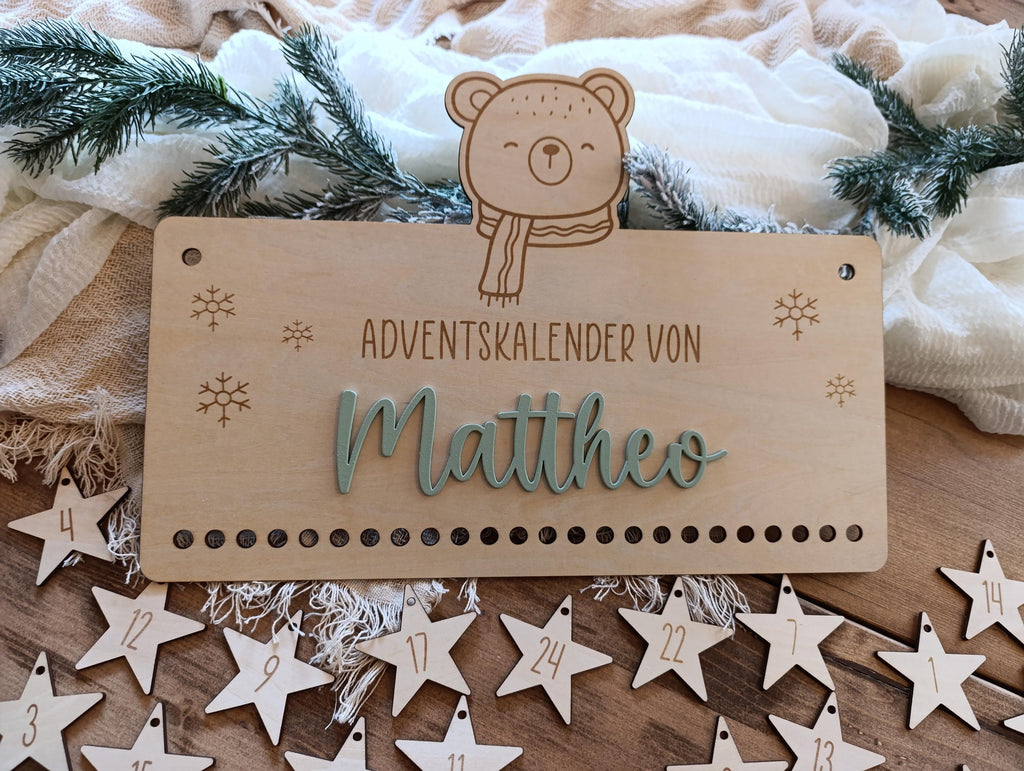 Personalisierter Adventskalender aus Holz – Dein einzigartiger Weihnachtskalender mit verschiedenen Motiven
