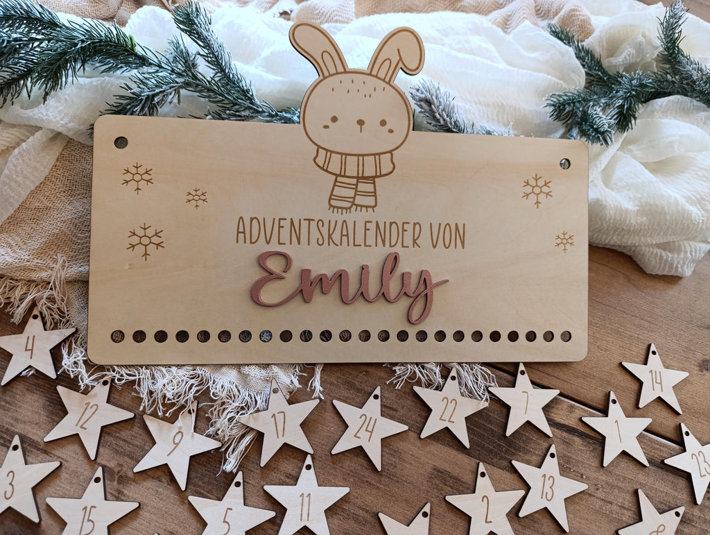 Personalisierter Adventskalender aus Holz – Dein einzigartiger Hase Weihnachtskalender