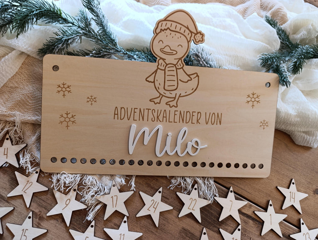 Personalisierter Adventskalender aus Holz – Dein einzigartiger Enten Weihnachtskalender