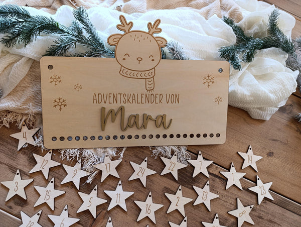 Adventskalender aus Holz personalisiert – Schneemann (Variante 2)