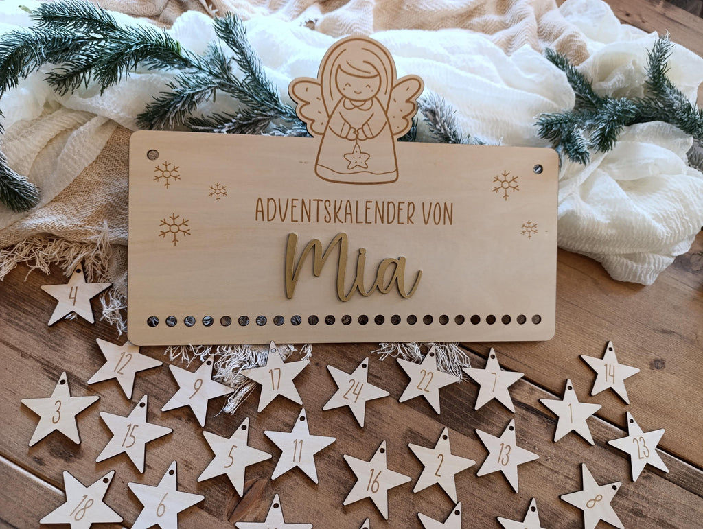 Personalisierter Adventskalender aus Holz – Dein einzigartiger Engel Weihnachtskalender