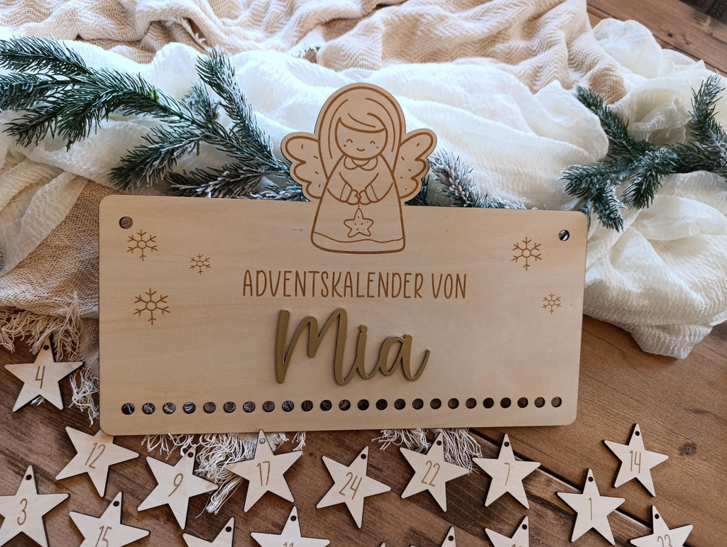 Personalisierter Adventskalender aus Holz – Dein einzigartiger Engel Weihnachtskalender