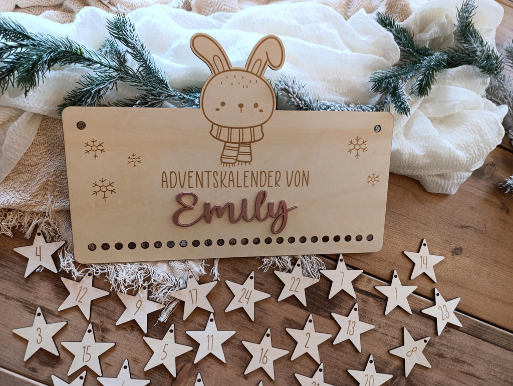 Personalisierter Adventskalender aus Holz – Dein einzigartiger Hase Weihnachtskalender