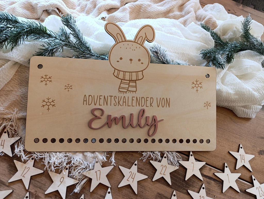 Personalisierter Adventskalender aus Holz – Dein einzigartiger Hase Weihnachtskalender