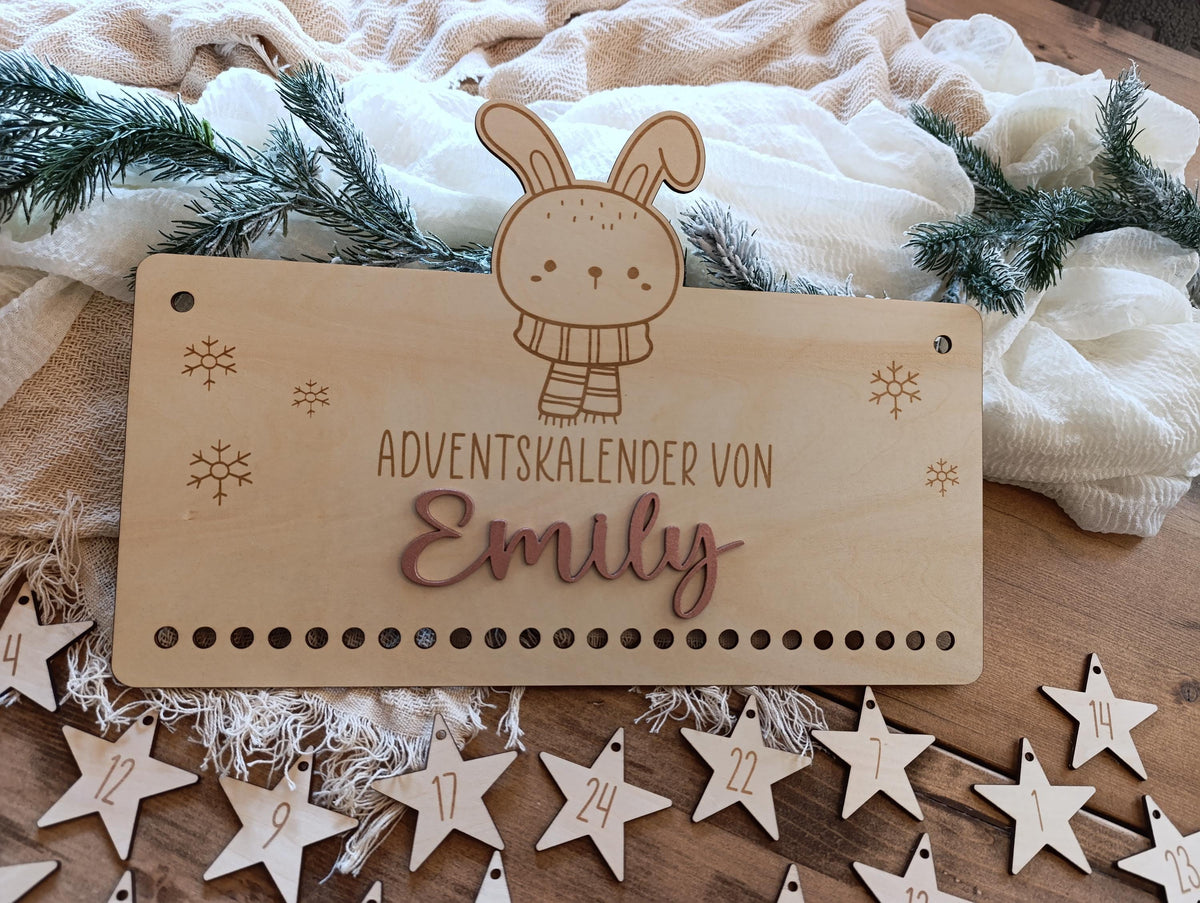 Personalisierter Adventskalender aus Holz – Dein einzigartiger Hase Weihnachtskalender