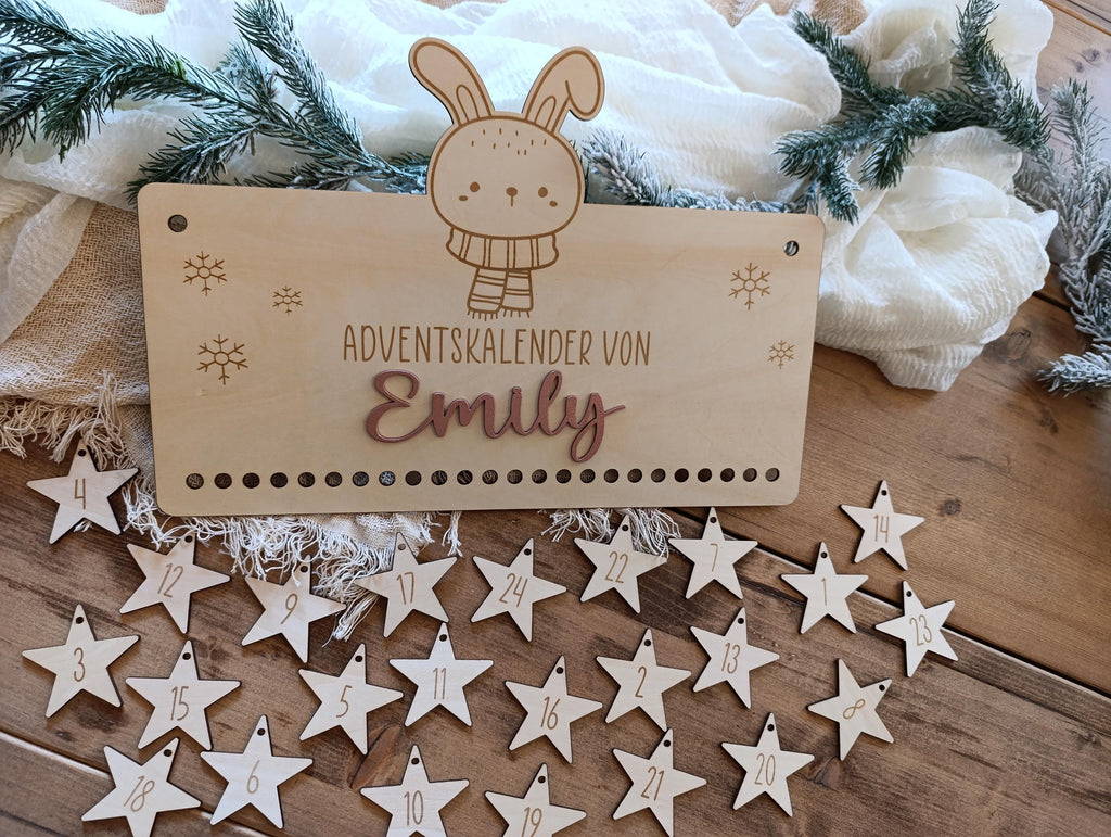 Personalisierter Adventskalender aus Holz – Dein einzigartiger Hase Weihnachtskalender