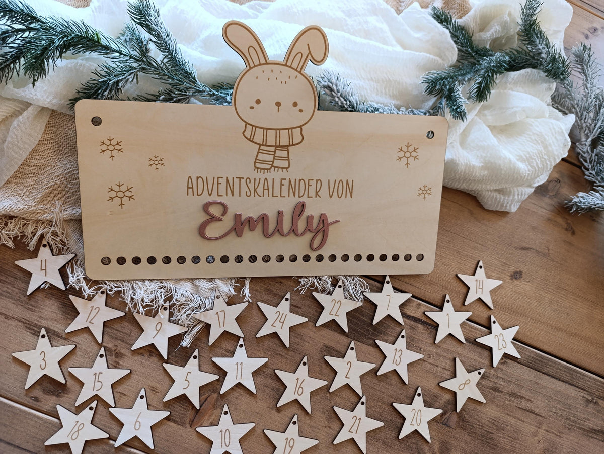 Personalisierter Adventskalender aus Holz – Dein einzigartiger Hase Weihnachtskalender
