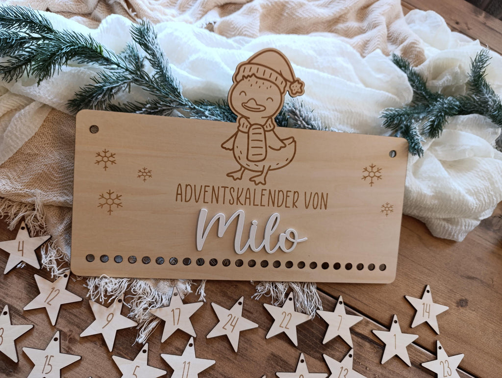 Personalisierter Adventskalender aus Holz – Dein einzigartiger Enten Weihnachtskalender