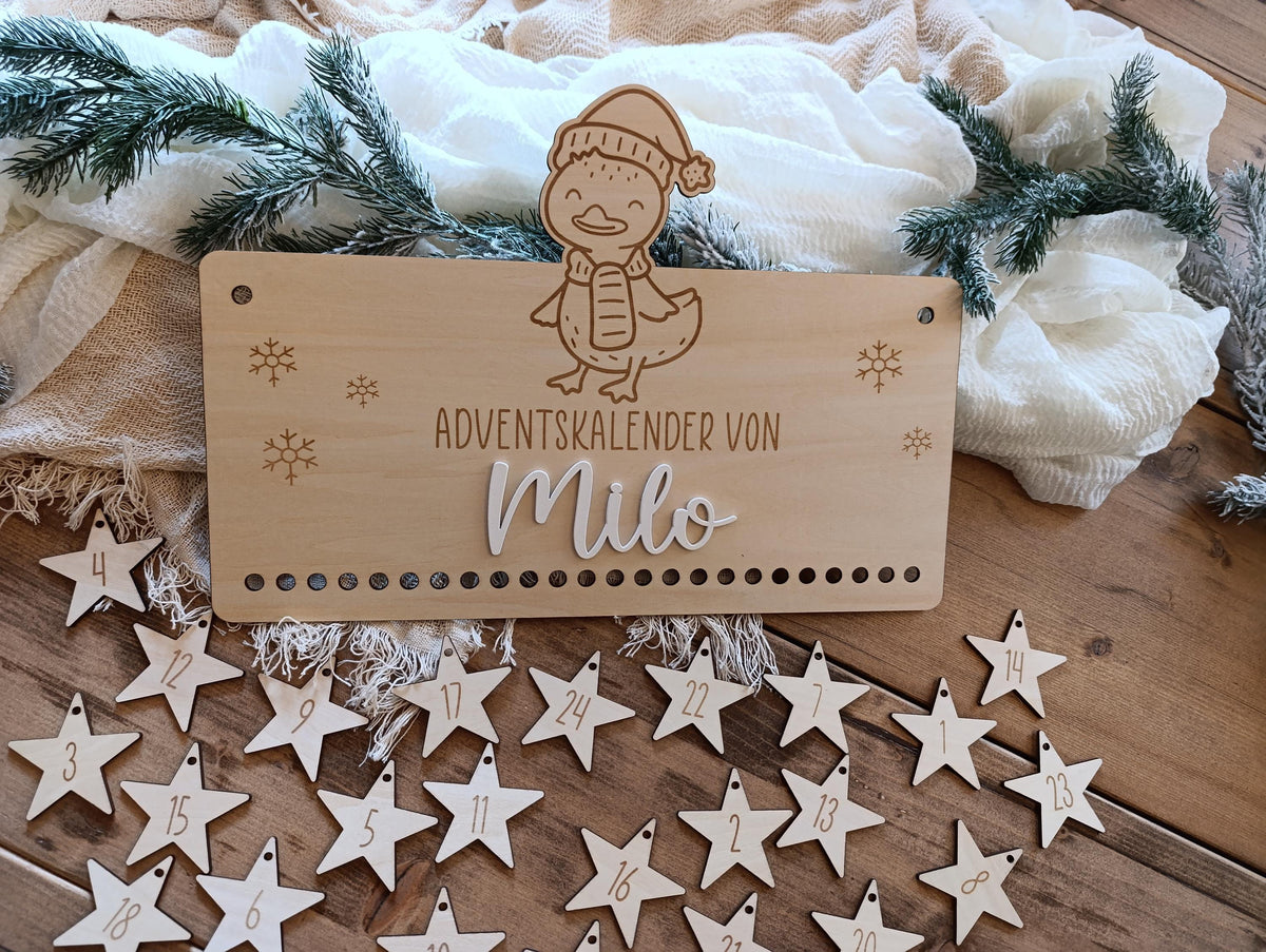 Personalisierter Adventskalender aus Holz – Dein einzigartiger Enten Weihnachtskalender