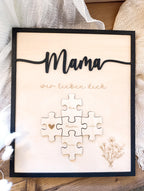 Mama wir lieben dich personalisiertes Holzbild mit Puzzle. Ideal zum Muttertag, Valentinstag, Geschenk. Geschenkidee, personalisiert