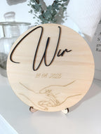 Personalisiertes Holzbild mit Datum und Händen – Einzigartiges Hochzeitsgeschenk zur Erinnerung an den großen Tag. Paargeschenk Valentinstag