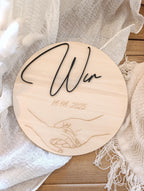 Personalisiertes Holzbild mit Datum und Händen – Einzigartiges Hochzeitsgeschenk zur Erinnerung an den großen Tag. Paargeschenk Valentinstag