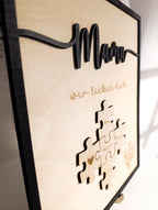 Mama wir lieben dich personalisiertes Holzbild mit Puzzle. Ideal zum Muttertag, Valentinstag, Geschenk. Geschenkidee, personalisiert