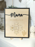 Mama wir lieben dich personalisiertes Holzbild mit Puzzle. Ideal zum Muttertag, Valentinstag, Geschenk. Geschenkidee, personalisiert
