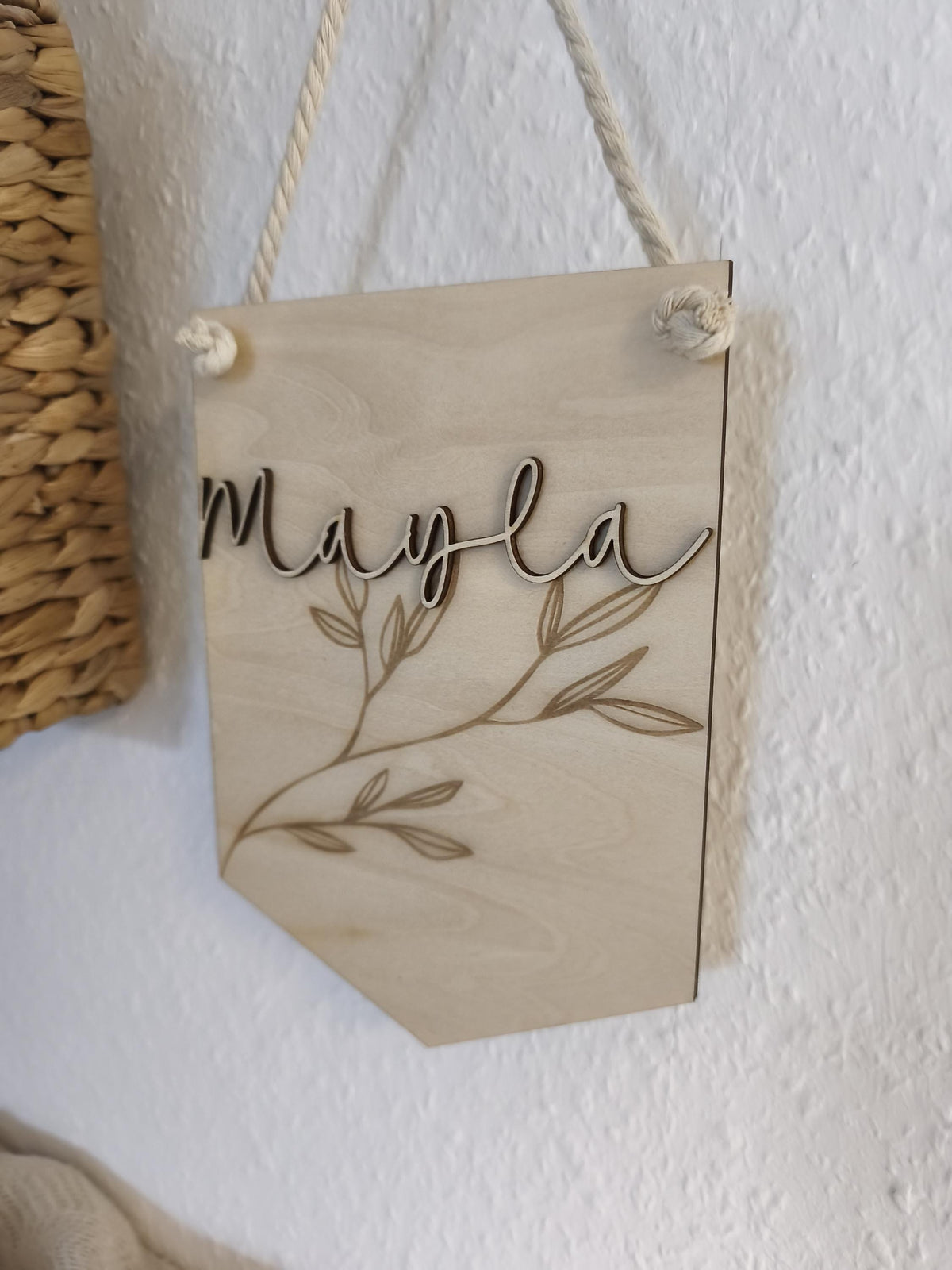 Wimpel aus Holz – Personalisierte Kinderzimmerdeko in 3 Varianten, handgefertigt, perfekt zum Hinhängen 20cm hoch, Geschenk Kinder