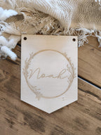 Wimpel aus Holz – Personalisierte Kinderzimmerdeko in 3 Varianten, handgefertigt, perfekt zum Hinhängen 20cm hoch, Geschenk Kinder