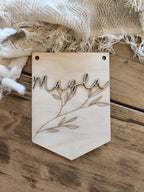Wimpel aus Holz – Personalisierte Kinderzimmerdeko in 3 Varianten, handgefertigt, perfekt zum Hinhängen 20cm hoch, Geschenk Kinder