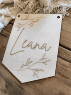 Wimpel aus Holz – Personalisierte Kinderzimmerdeko in 3 Varianten, handgefertigt, perfekt zum Hinhängen 20cm hoch, Geschenk Kinder