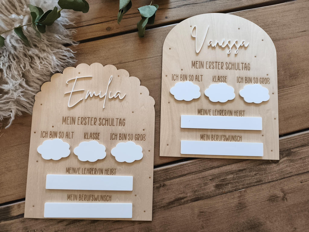 Einschulung Schulkind, personalisierte Tafel aus Holz zum Schulanfang für unvergessliche Einschulungsfotos