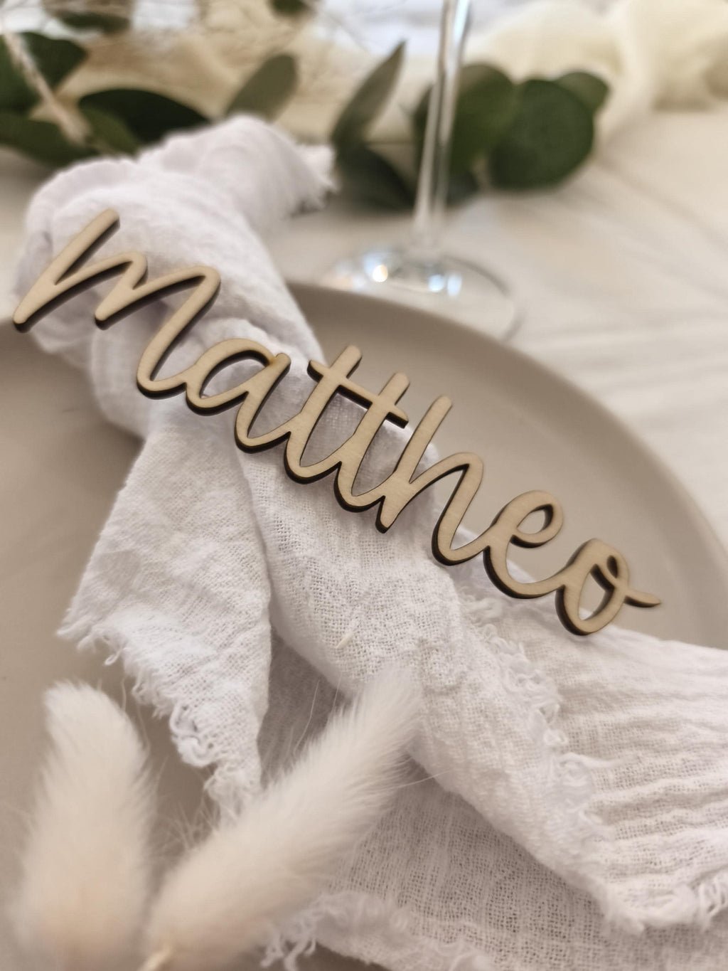 Platzkarte Hochzeit aus Holz – Namensschild Gastgeschenk – Tischdeko, Taufe, Kommunion, Konfirmation, Feier Tischkarte personalisiert