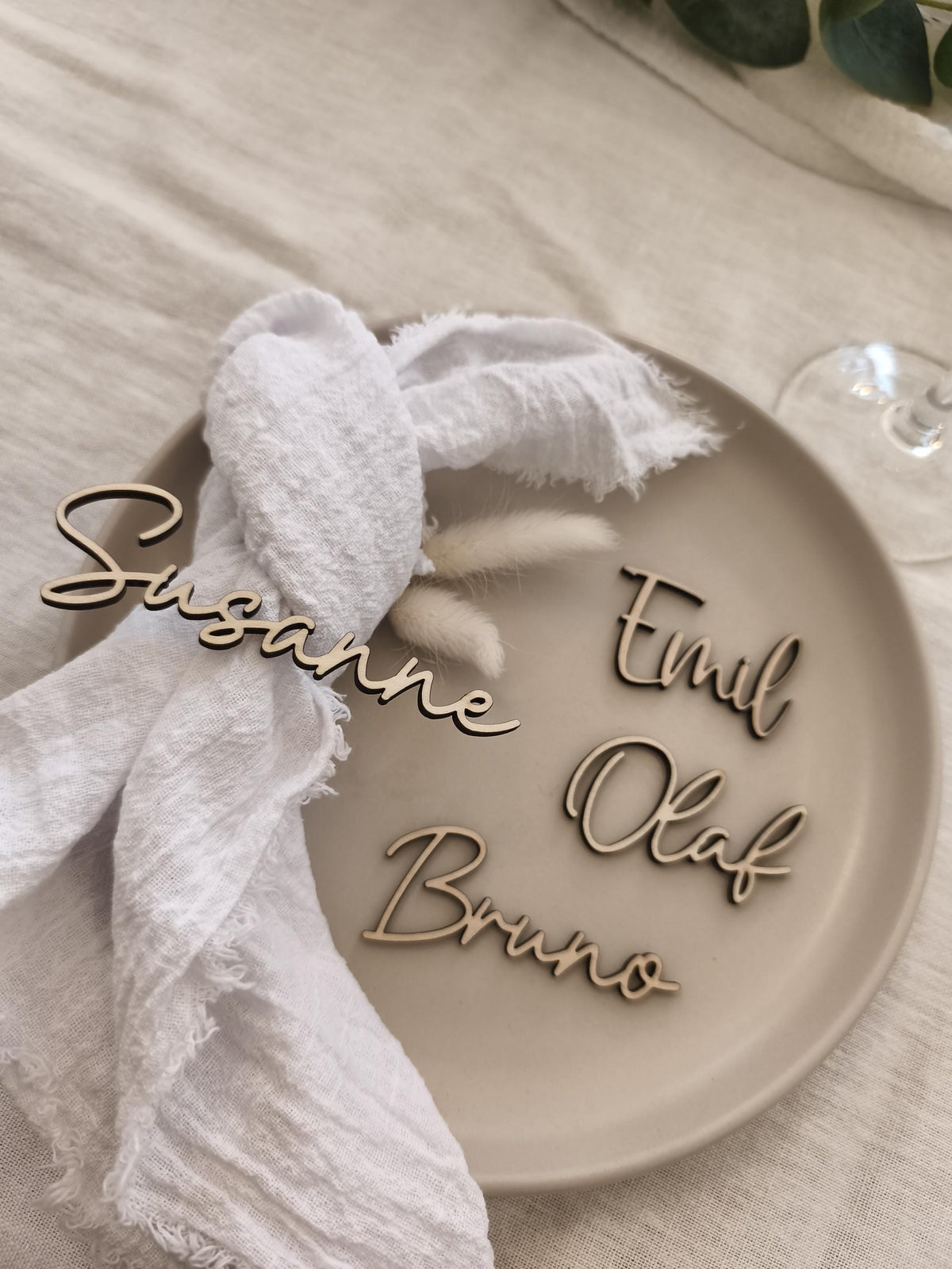 Platzkarte Hochzeit aus Holz – Schriftzug als Gastgeschenk – Tischdeko, Taufe, Kommunion, Konfirmation, Feier Tischkarte personalisiert