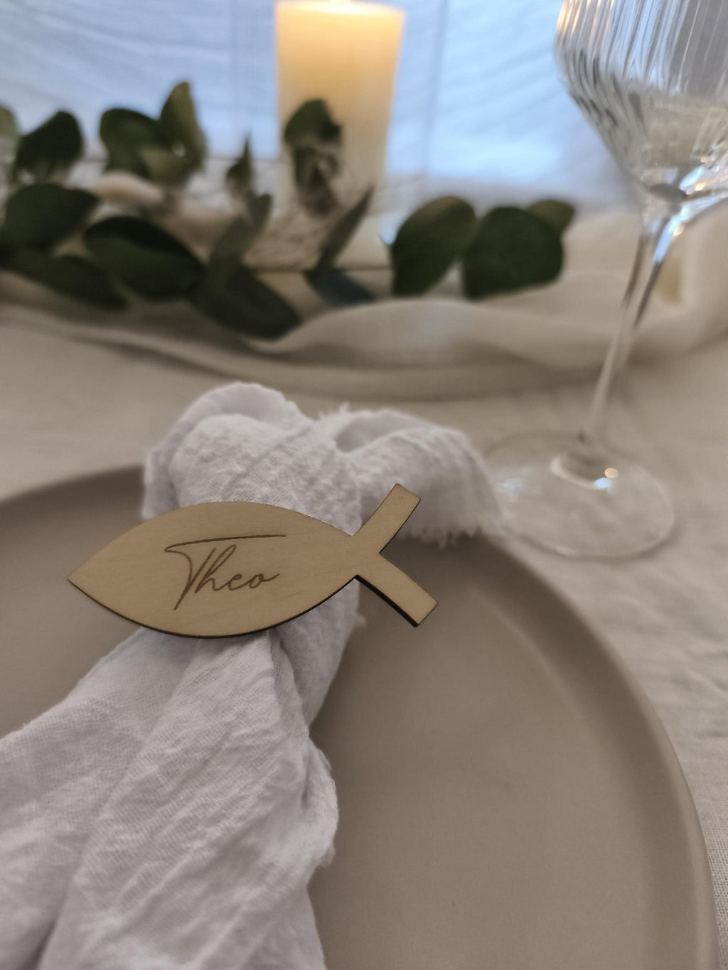 Platzkarte aus Holz zur Konfirmation, Taufe, Kommunion oder Hochzeit Tischdeko