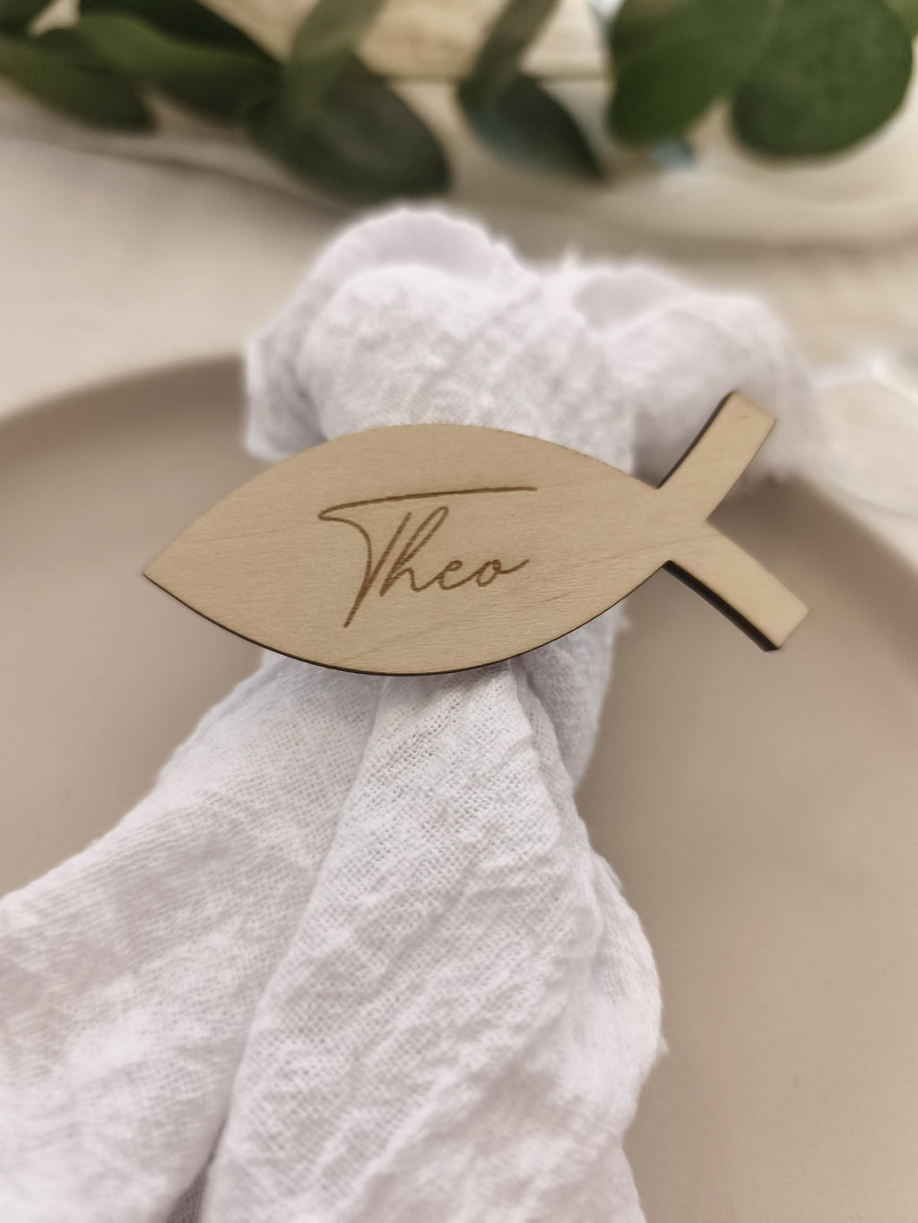 Platzkarte aus Holz zur Konfirmation, Taufe, Kommunion oder Hochzeit Tischdeko