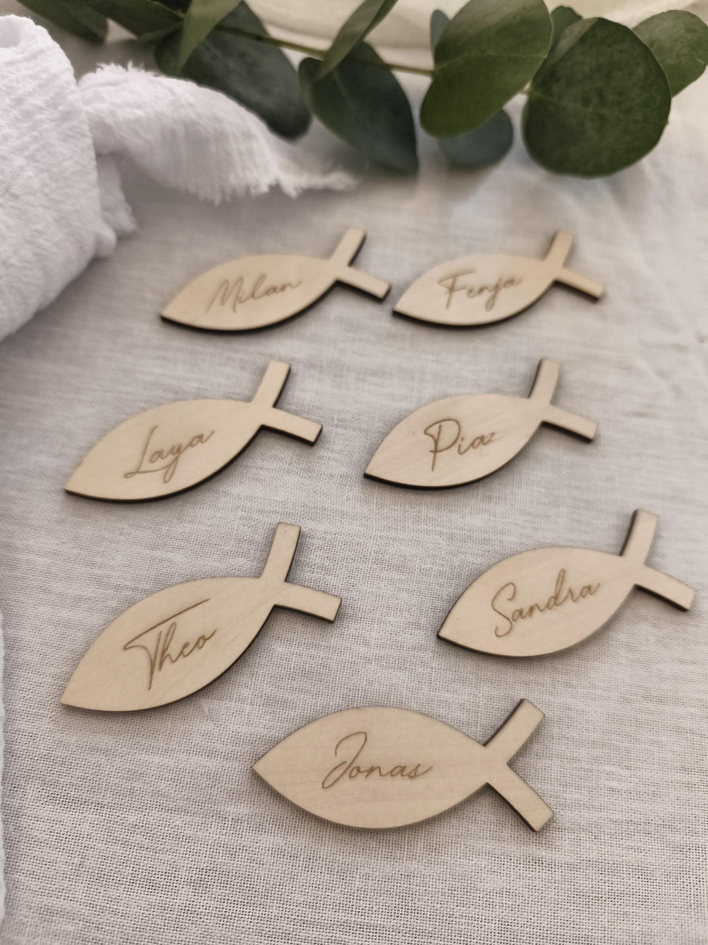 Platzkarte aus Holz zur Konfirmation, Taufe, Kommunion oder Hochzeit Tischdeko
