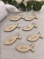 Platzkarte aus Holz zur Konfirmation, Taufe, Kommunion oder Hochzeit Tischdeko