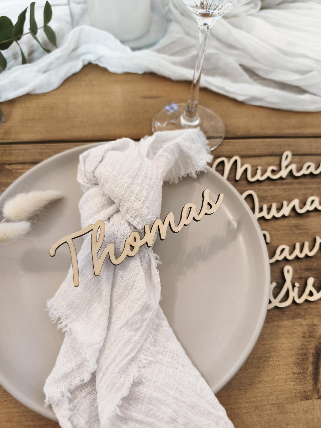 Platzkarte Hochzeit aus Holz personalisiert | Tischkarte mit Namen | Gastgeschenk Tischdeko Taufe Kommunion Konfirmation