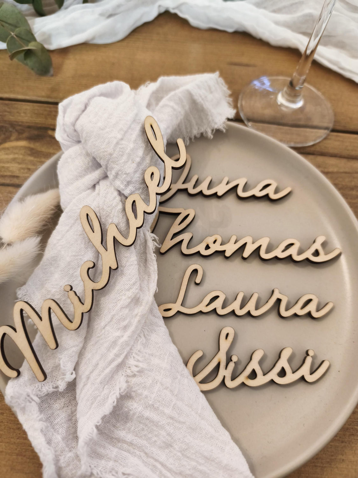 Platzkarte Hochzeit aus Holz personalisiert | Tischkarte mit Namen | Gastgeschenk Tischdeko Taufe Kommunion Konfirmation