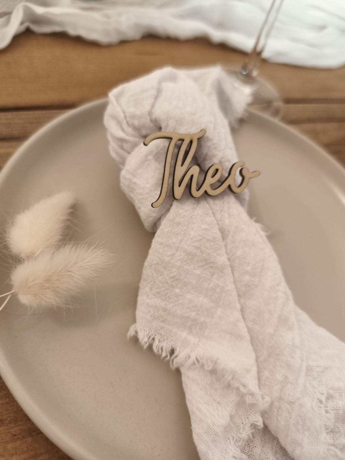 Platzkarte Holz Hochzeit personalisiert mit Namen, Tischkarte Taufe Kommunion Konfirmation Geburtstag, Gastgeschenk Tischdeko