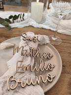 Tischkarte Holz personalisiert mit Namen, Platzkarte Hochzeit Taufe Kommunion Konfirmation, Namenskarte Gastgeschenk Tischdeko