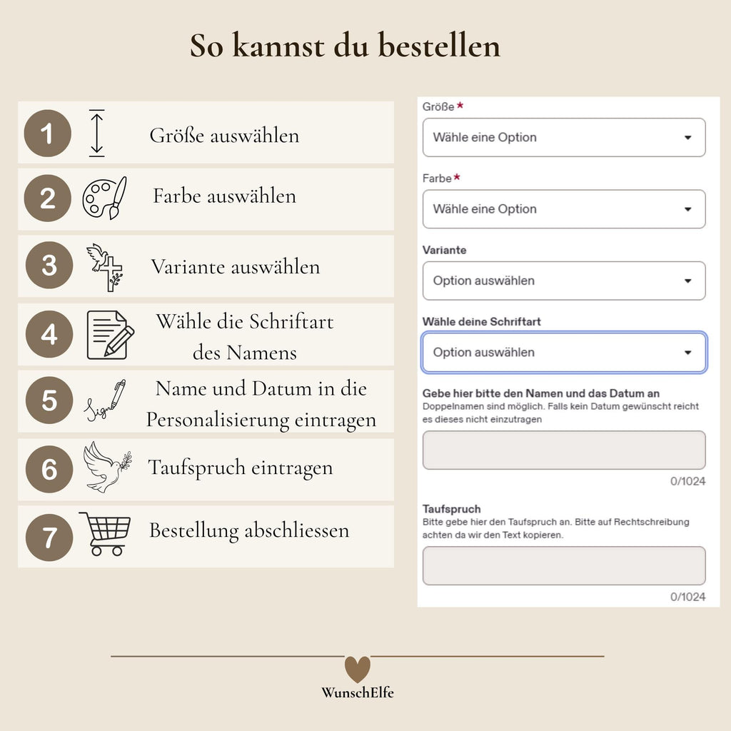 Taufkreuz Holz personalisiert, Taufgeschenk Junge Mädchen, Name Datum Spruch, 8 Varianten, 19 Farben, Kommunion Geschenk