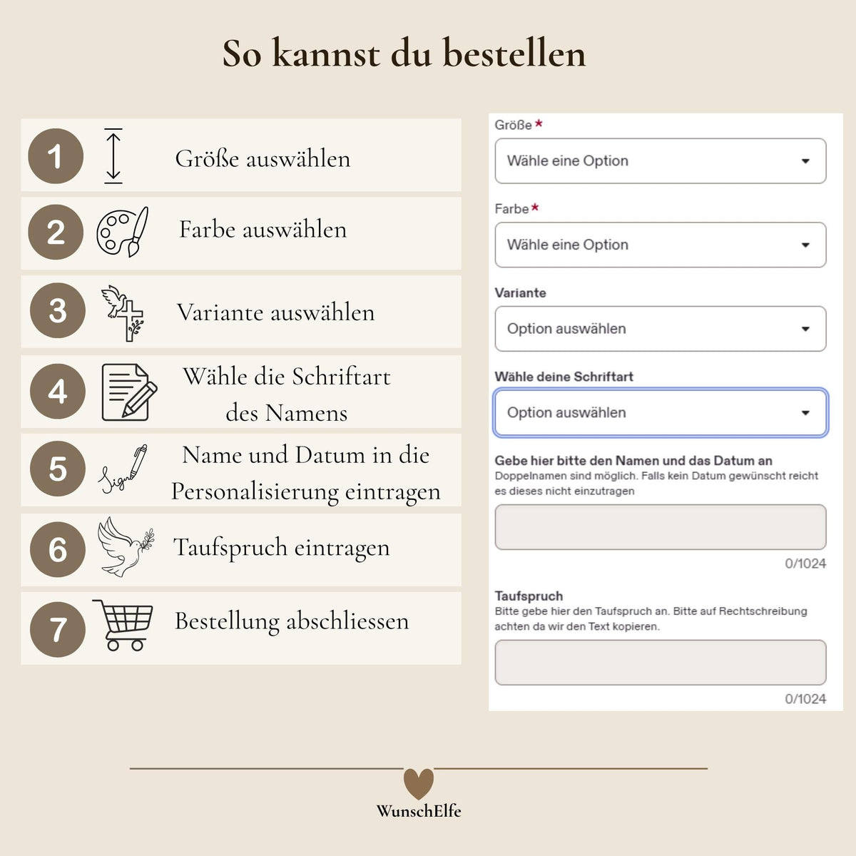 Taufkreuz Holz personalisiert, Taufgeschenk Junge Mädchen, Name Datum Spruch, 8 Varianten, 19 Farben, Kommunion Geschenk