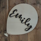 Namensschild Kinderzimmer Ballon | Türschild Luftballon Wanddekoration | Personalisiertes Holzschild mit Namen für Babyzimmer, Geburt
