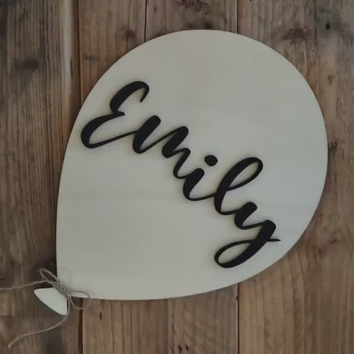 Namensschild Kinderzimmer Ballon | Türschild Luftballon Wanddekoration |  Holzschild personalisiert | Babyzimmer 20cm hoch