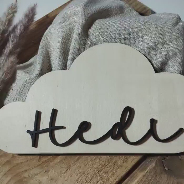 Namensschild Bär Wolke Kinderzimmer | Geschenk zur Geburt | Türschild |  Holzschild personalisiert | Wanddekoration | Babyzimmer | Name