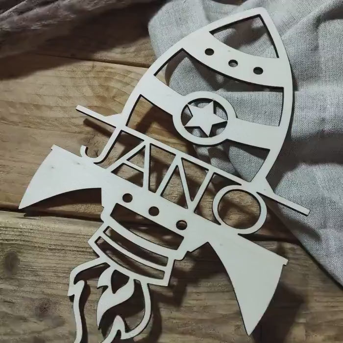 Namensschild Kinderzimmer Rakete | Türschild |  Holzschild personalisiert  | Wanddekoration | Schriftzug | Deko