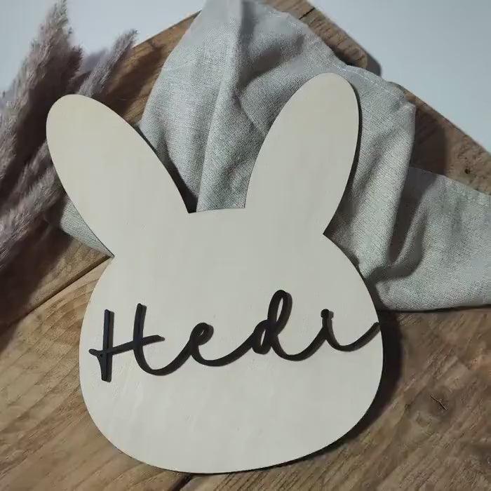 Namensschild Hase Kinderzimmer | Geschenk zur Geburt | Türschild |  Holzschild personalisiert | Wanddeko Schriftzug | Babyzimmer | Name