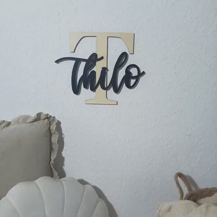 Namensschild | Türschild 15cm hoch Holzschild personalisiert | Wanddekoration | Schriftzug durchgehend durchgehend