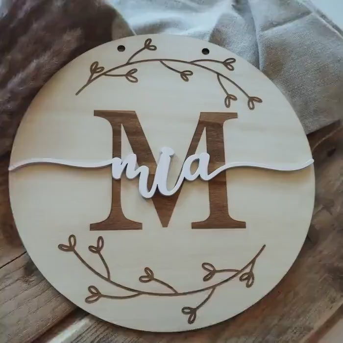 Namensschild rund Kinderzimmer | Geschenk zur Geburt | Türschild |  Holzschild personalisiert | Wanddekoration | Babyzimmer | Holzdeko