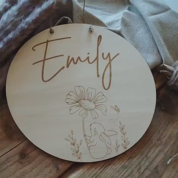 Namensschild rund Kinderzimmer Tiere | Geschenk zur Geburt | Türschild |  Holzschild personalisiert | Wanddekoration | Babyzimmer | Holzdeko